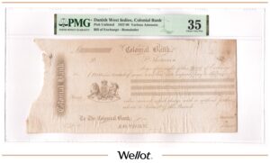 Вексель 1837-1898 Датская Западная Индия Колониальный Банк PMG 35