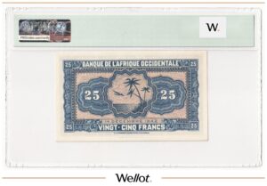 25 Франков 1942 Французская Западная Африка PMG 64 UNC
