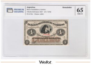 4 Боливиано 1869 Аргентина Оксандабуру-и-Гарвино PG 65+ UNC