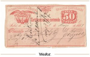 50 Сентаво 1889 Колумбия Страховка Почтового Отправления