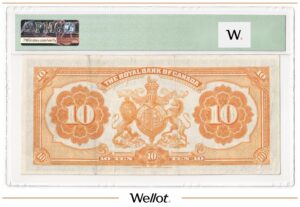 10 Долларов 1913 Канада Королевский Банк PMG 35 VF