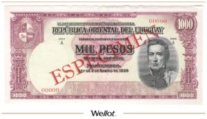 1000 Песо 1939 Уругвай Образец АUNC
